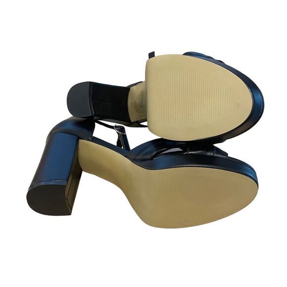 Loft Womens Black Knotted Strap Platform Block Heel Sandals Ankle Strap Sz 8.5 - Picture 5 of 5